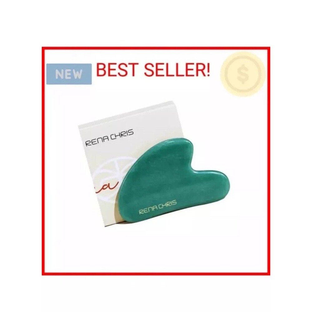 Rena Chris Gua Sha Facial Tools, Natural Jade Stone Guasha, Manual Massage Stick